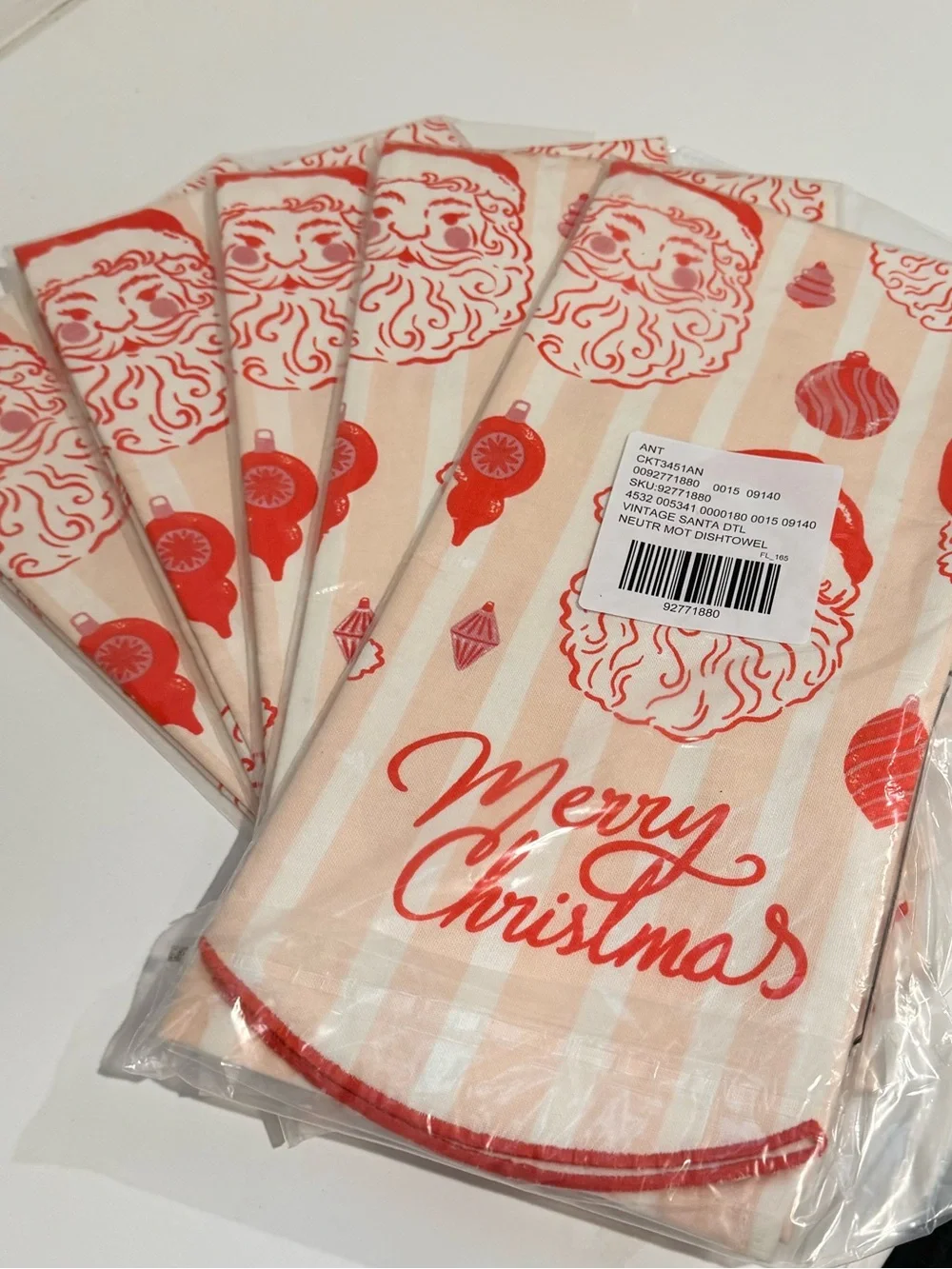 Anthropologie Vintage Santa 'Merry Christmas'  Kitchen‎ Dish Towel